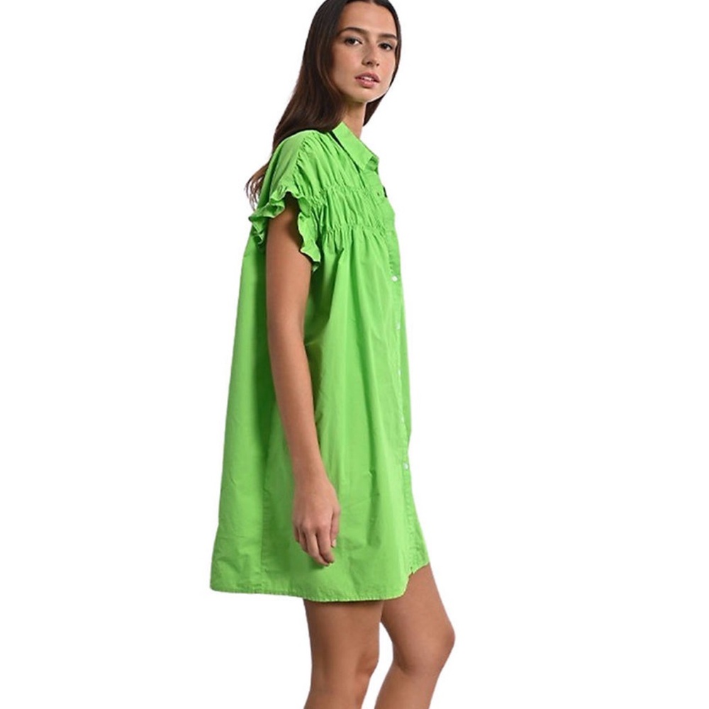 Vibrant Green Button-Up Dress - Picture 2 of 7
